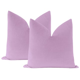 22" Lavender Velvet Pillows - a Pair For Sale