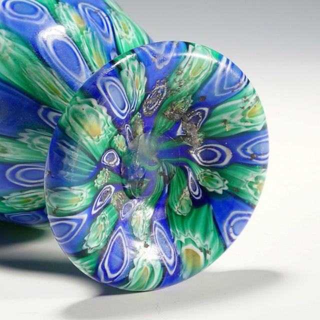 Blue Large Multicolored Millefiori Vase, Fratelli Toso Murano Ca. 1920s For Sale - Image 8 of 9