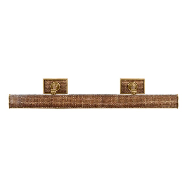 Halwell 30" Picture Light in Antique-Burnished Brass and Natural Woven Rattan Designer: Chapman & Myers Finish: Antique-...
