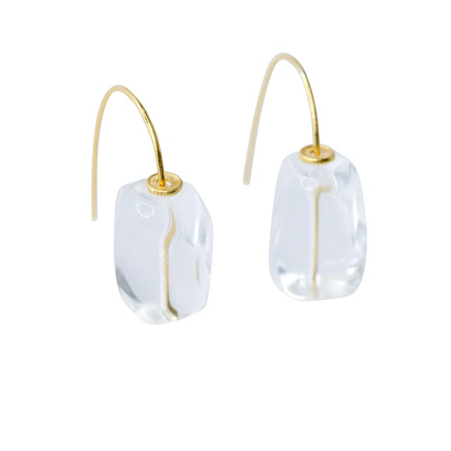 Modern Crystal Rock 14k Gold Hook Earrings - 2 Pieces For Sale - Image 3 of 5