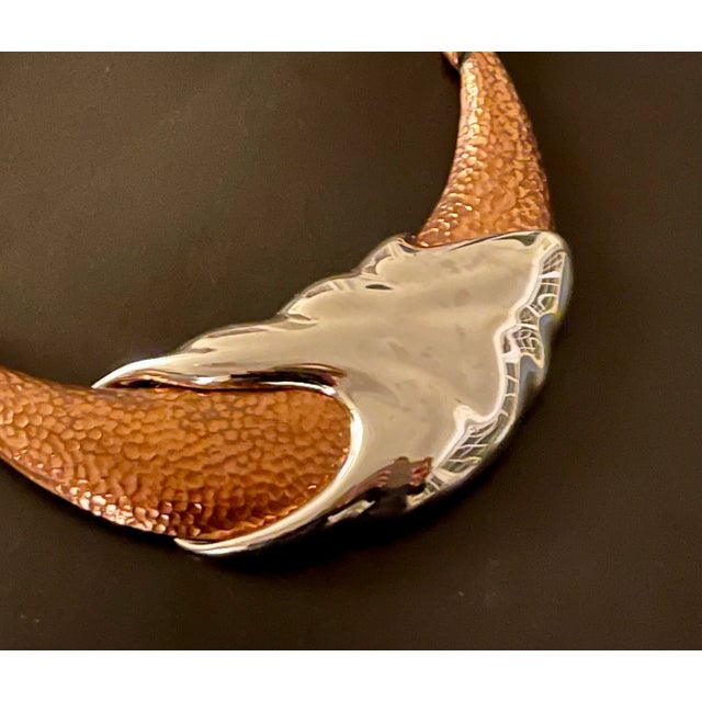 1980s Monet Modernist Copper and Silver Necklace For Sale In New York - Image 6 of 10