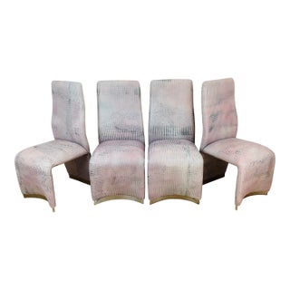 Vintage 1980s Kagan Style Sculptural Armless Set of 8 Dining Chairs For Sale