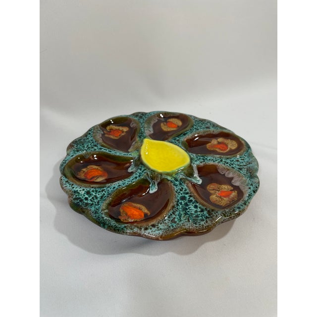 Mid-Century Modern 1950s French Vallauris Majolica Oyster Plate For Sale - Image 3 of 12