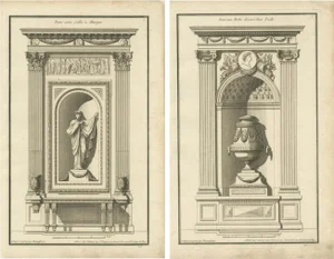 Jean-François De Neufforge, Archicture Illustrations of Wall Niches, 1770, Prints, Set of 2