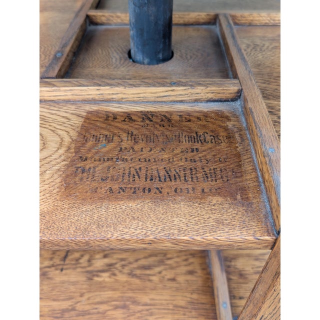 Antique John Danner Oak Five-Tier Revolving Bookcase, Canton Ohio For Sale - Image 18 of 18