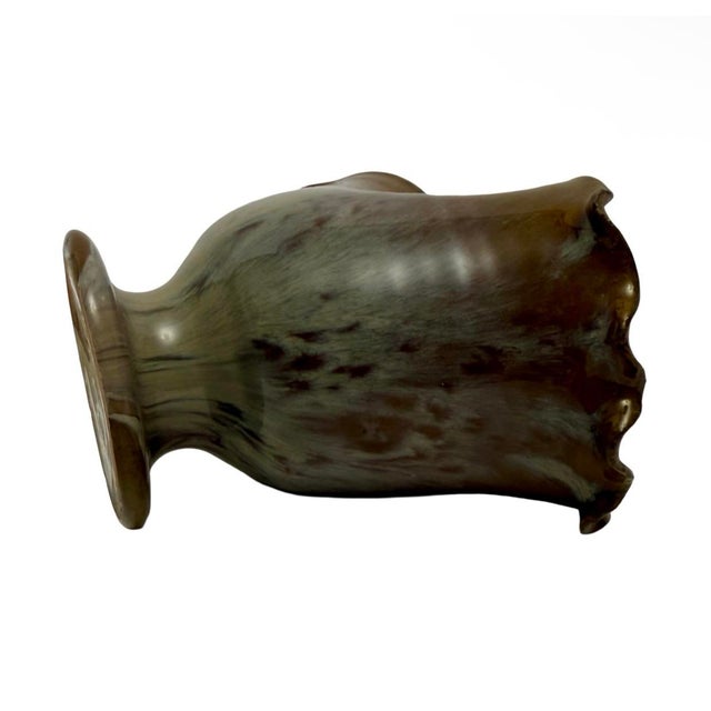 Brown VTG Jb Cole Pottery Brown Ruffle Basket Vase Signed Nell Cole Graves 89 (E-6). For Sale - Image 8 of 9