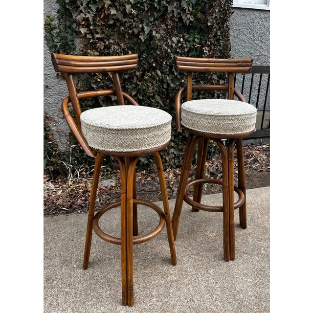 Paul Frankl Paul Frankl Attributed Bamboo Stools - A Pair For Sale - Image 4 of 10