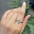 Mid Century Style 4 X 6 Mm Natural Oval Emerald Ring With Diamond Clusters Size 7 For Sale - Image 9 of 14
