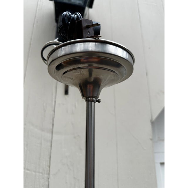 1920s Vintage Holophane Shade With Brushed Nickel Fixture For Sale - Image 5 of 5