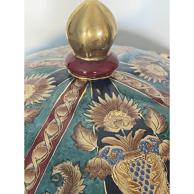 Mid 20th Century Chinese Export Tureen Handpainted With Lion Handles and Cover For Sale - Image 10 of 10