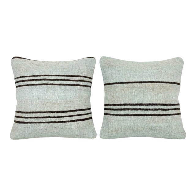 Bohemian Turkish Kilim Pillow Cover 19'' X 19'' - Set of Two For Sale