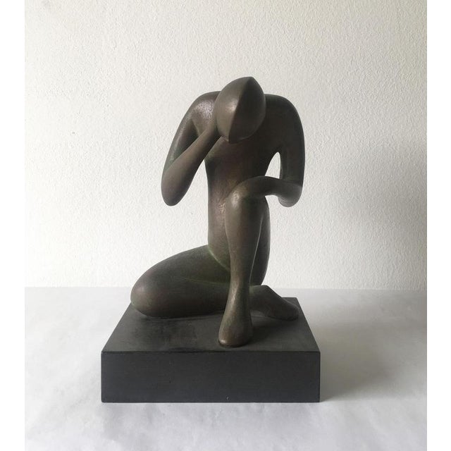 This is an intense bronze abstract sculpture and it was created by the Italian artist Andrea Picini. The artwork is hand...