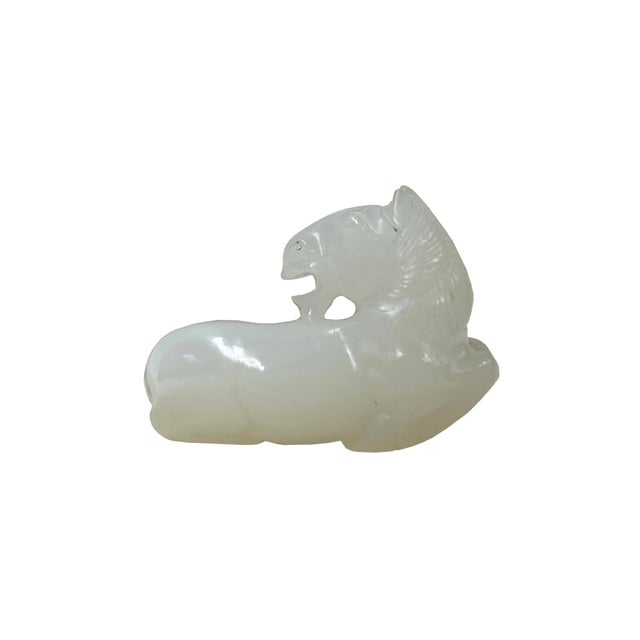 Chinese Small Chinese White Stone Restful Horse Pendant Display Art Figure For Sale - Image 3 of 7