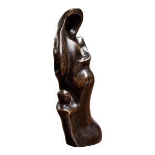 1950s Attribute to Henry Moore Upright Internal External Form Bronze Sculpture For Sale