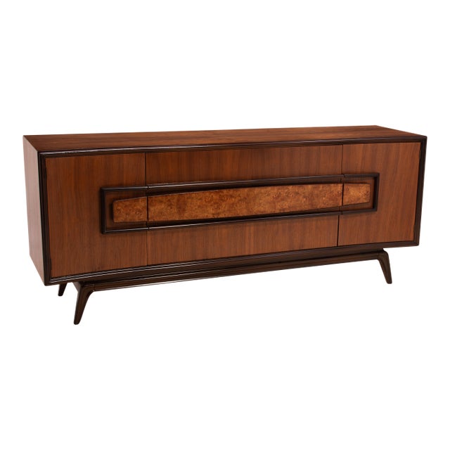 Hoke Wood Products Sculptural Nine Drawer Walnut Burl Dresser Mid Century For Sale