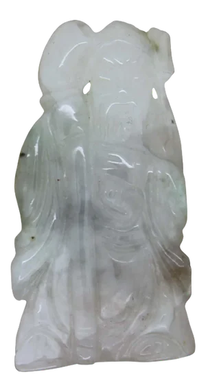Light Green Jade Pendant With Standing General Guan, Kwan Kong Figure