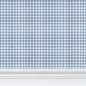Austen Gingham Small Check Removable Wallpaper – French Blue Sample