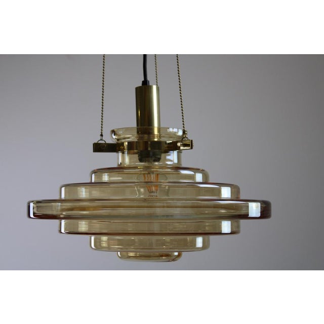 Mid-Century Modern Amber Glass and Brass Dispenser, 1960s For Sale - Image 3 of 9