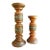 VTG Wooden Pillar Candle Holders Dark Brown Turned Wood Spindle Set of 2 For Sale