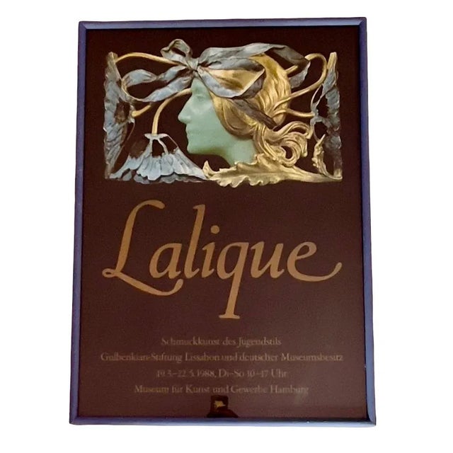 This is a very rare Vintage Art Nouveau Poster made for the showing of RENE LALIQUE JEWELRY for The Museum Für Kunst,...
