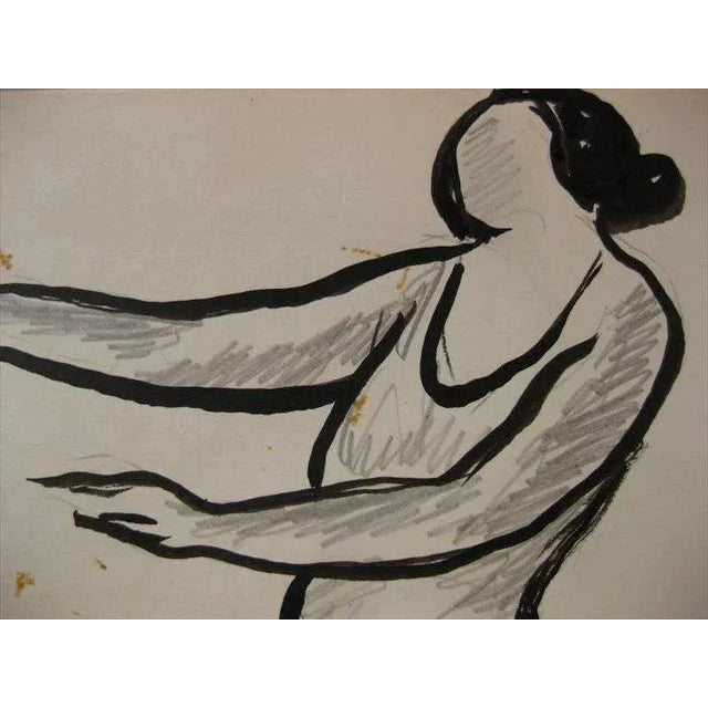 1915 Abraham Walkowitz (1878 -1965) portrait of Isadora Duncan - Ink and Graphite on Paper For Sale - Image 4 of 7