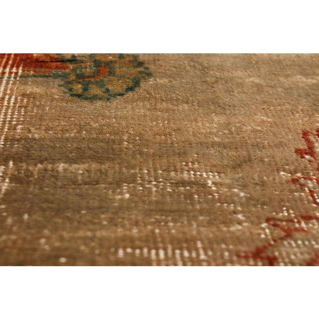 1910s Antique Tabriz Beige Brown and Blue Wool Persian Rug- 4′ × 5′9″ For Sale - Image 4 of 7