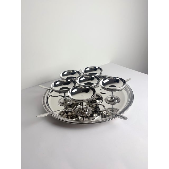 Mid-Century Modern French Stainless Steel Dessert Coupes Set and Champagne, 1970s, Set of 12 For Sale - Image 3 of 9