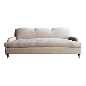 Custom Made Modern English Arm Sofa in Performance Linen Velvet - 110"