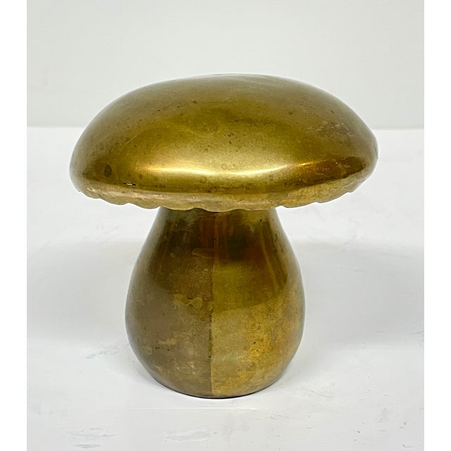 Mid-Century Modern MCM Danish Brass Mushroom Art Objet Paperweight Decor For Sale - Image 3 of 12