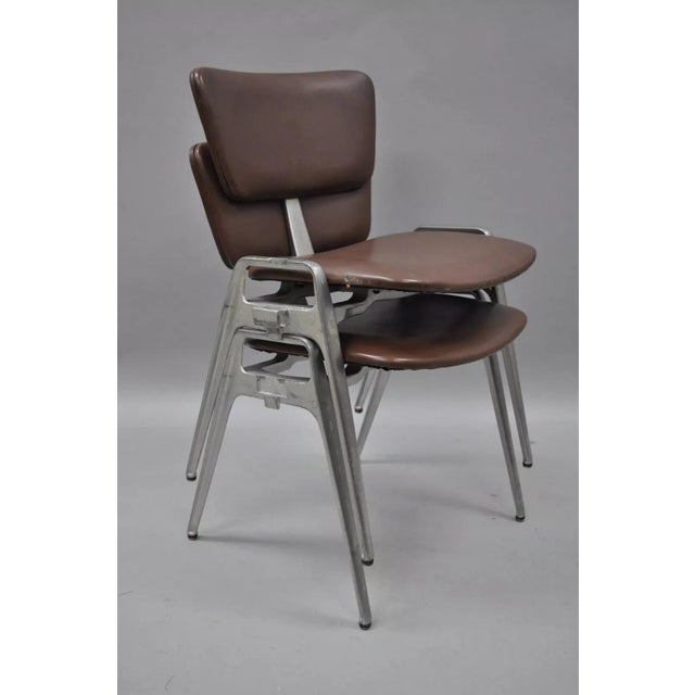 Vintage Mid Century Modern Cast Aluminum Stacking Side Chairs by Crucible Products Corp (C) - a Pair. Item features...