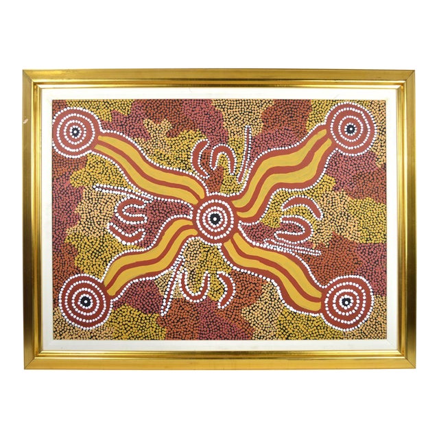 Australian Aboriginal Painting Barbara Reid Napangarti Signed Framed For Sale