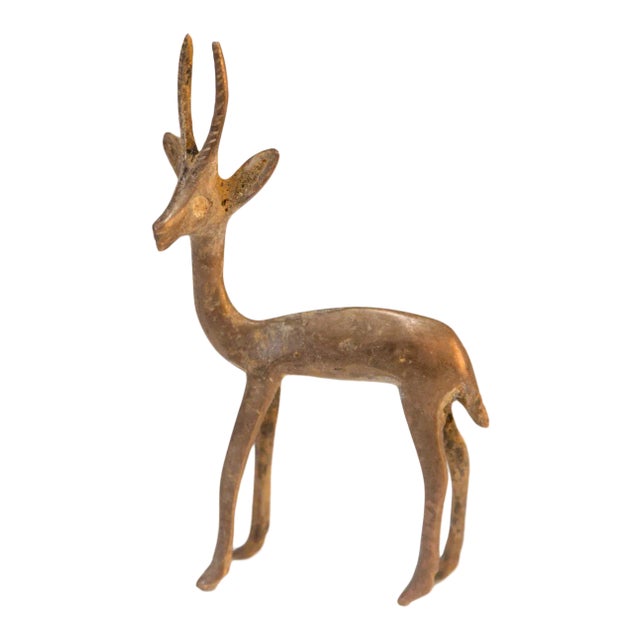 Vintage African Golden Patina Mixed Metal Gazelle For Sale