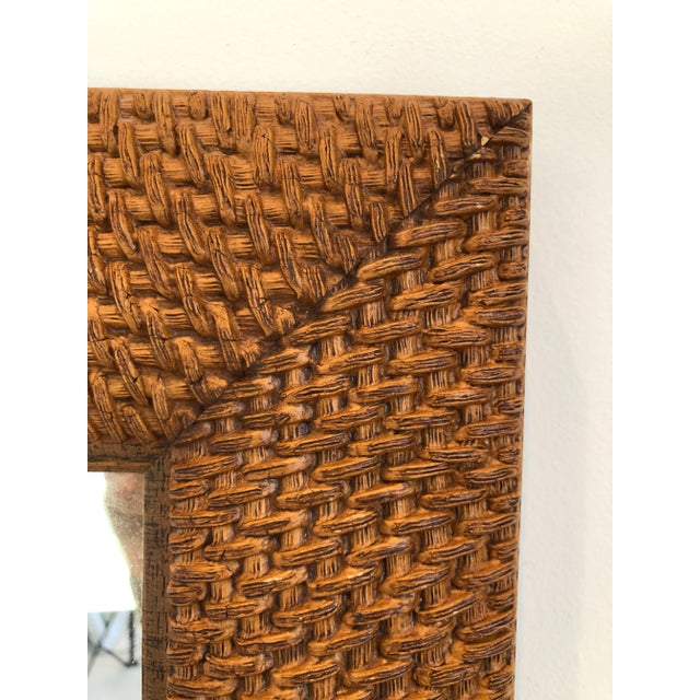 Coastal Vintage Textured Wood Mirror For Sale - Image 3 of 9
