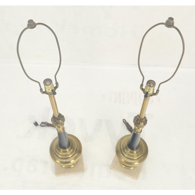 Pair of Mid Century Modern Brass Vase Shape Table Lamps Stiffel MINT! For Sale - Image 9 of 14