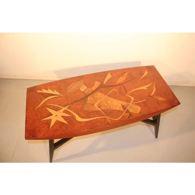 Mid-Century Modern Italian Coffee Table with Wooden Inlays by Luigi Scremin, 1950 For Sale - Image 3 of 18