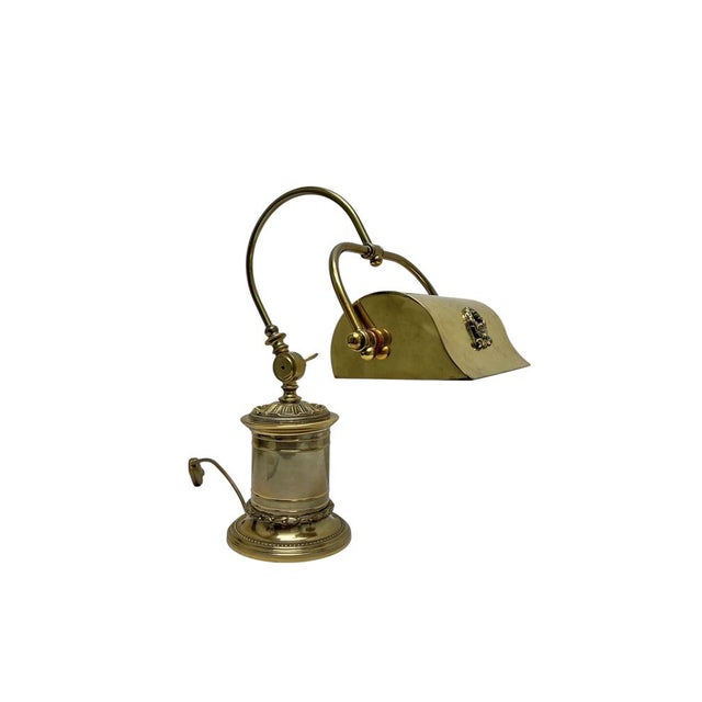 Mid-Century Modern French Adjustable Bankers Desk Lamp in Brass, 1960s For Sale - Image 3 of 17