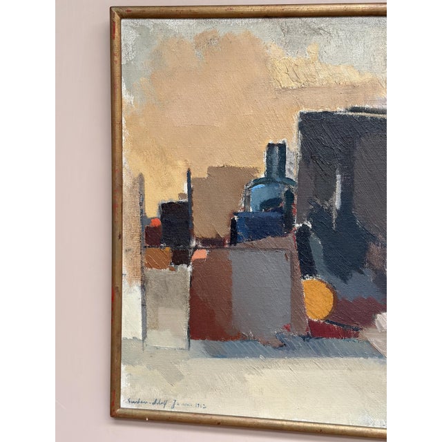 Gustav Adolf Johansson, Blue Bottle and Books, 1962, Oil on Canvas, Framed For Sale - Image 14 of 18