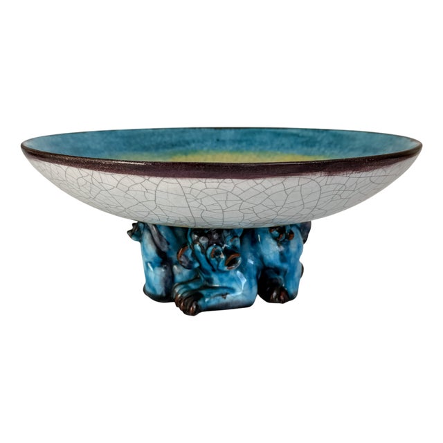 Sculptural Footed Bowl by Christian Heißer for Karlsruhe Majolica, 1935 For Sale