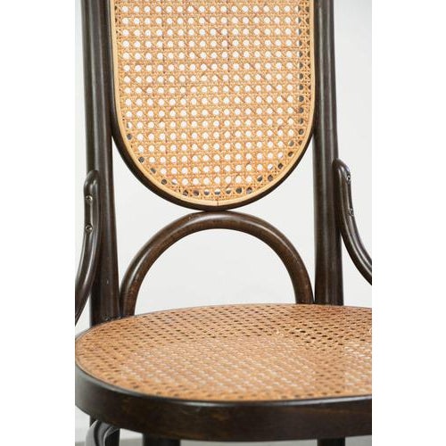 Vintage Long John High Back Bentwood Chairs with Webbing Seats from Thonet, Set of 6 For Sale - Image 13 of 17