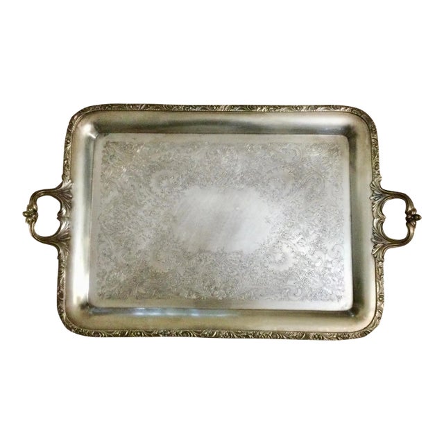 Vintage Wilcox International Silver Beverly Manor Tea Tray For Sale