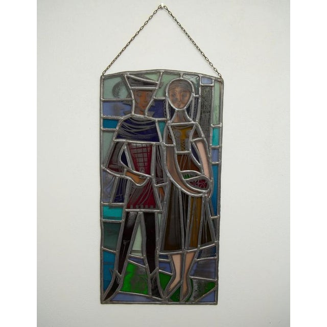 2000 - 2009 Lead Stained Glass Window Young Couple in Love For Sale - Image 5 of 6