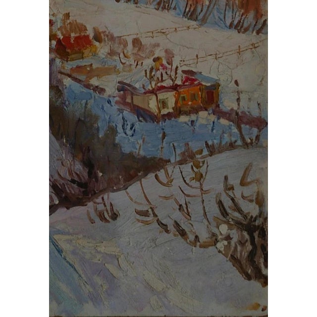 Winter Landscape Oil Painting, Soviet Ukrainian Art, 1967 50-35 For Sale - Image 6 of 6