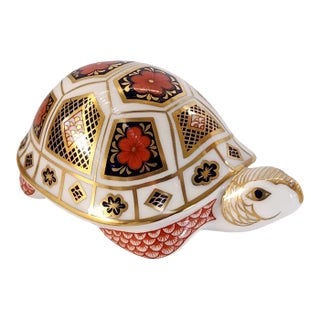 Vintage MCM Royal Crown Derby England Imari Design Turtle Paperweight Figurine For Sale