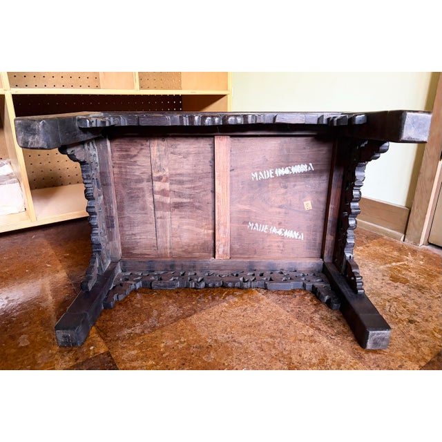 Vintage Chinese Qing Rosewood With Mother of Pearl Inlaid Low Alter Table For Sale - Image 4 of 11