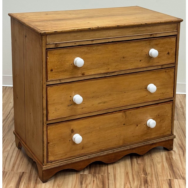 Wood Antique English Pine Three Drawer Chest For Sale - Image 7 of 16