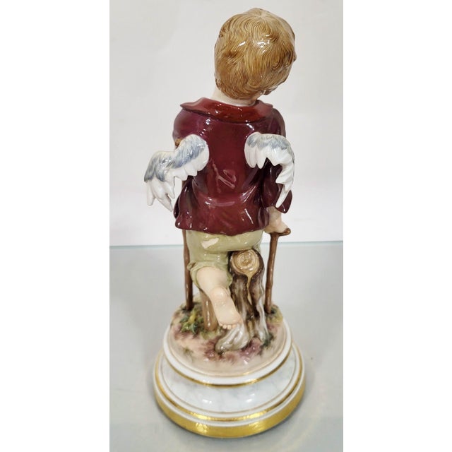 Meissen Porcelain German 19th C Meissen Porcelain Winged Cupid Angel For Sale - Image 4 of 16