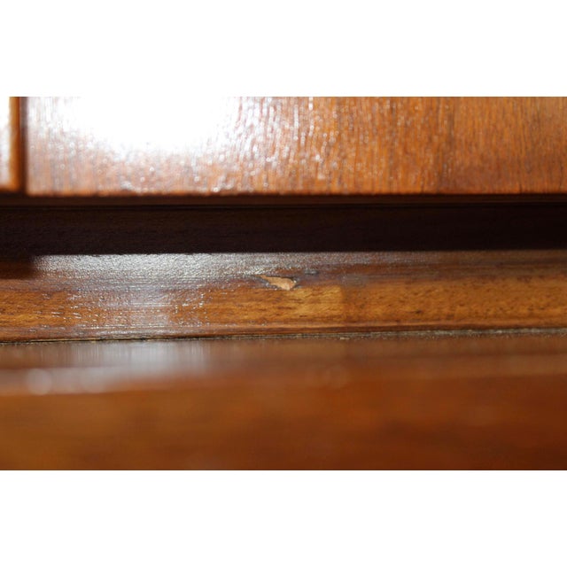 Mid 20th Century Mid 20th Century Modern Walnut Highboy Dresser With Burl Handles For Sale - Image 5 of 10