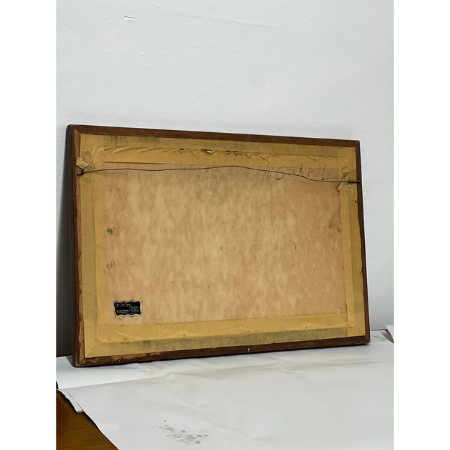 Vintage Framed Mountain Town Landscape Painting, Rustic Village Scene With Alpine Peaks For Sale In Seattle - Image 6 of 8