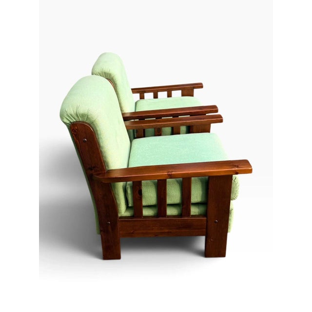 Late 20th Century Pair of Vintage Mission Oak Arts & Crafts Lounge Chairs For Sale - Image 5 of 12