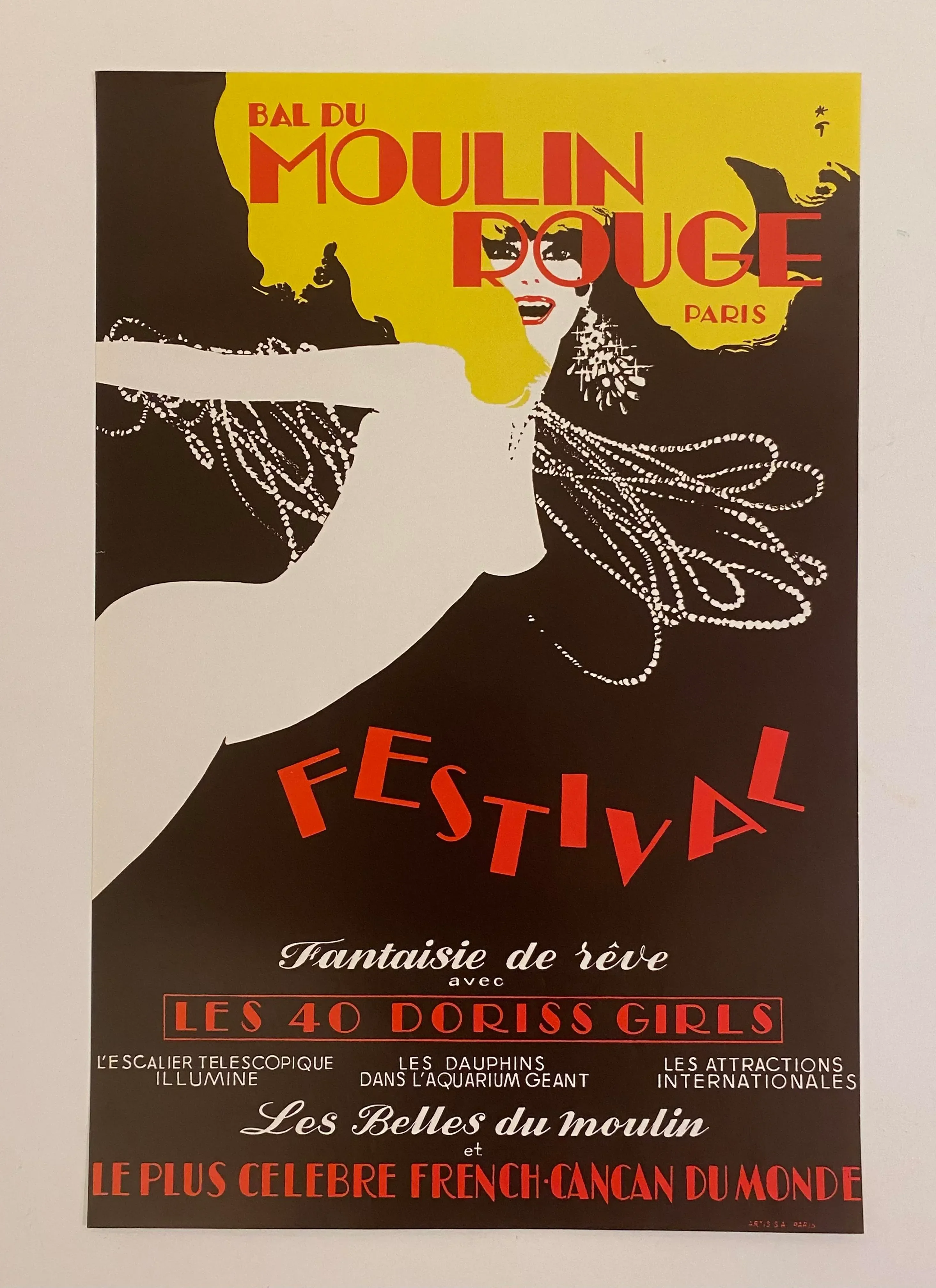 Original Vintage Bal du Moulin Rouge Paris Festival Offset